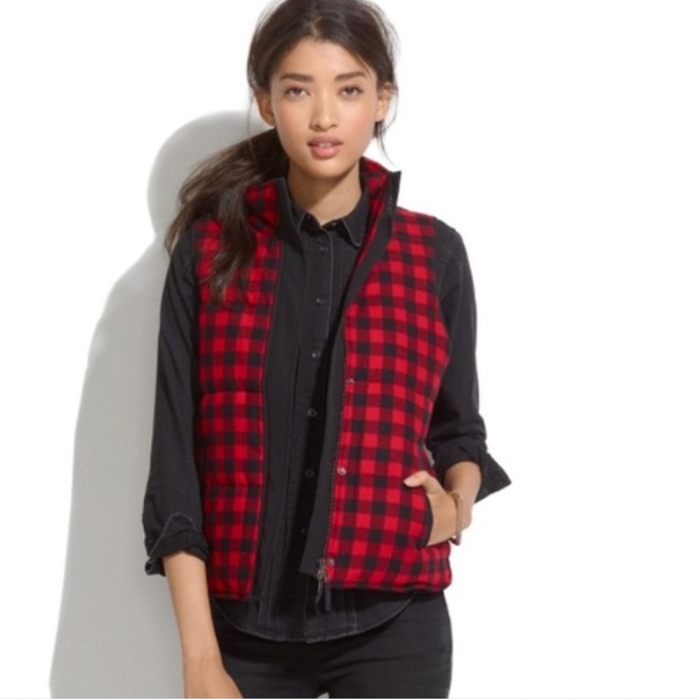 Madewell Fireside Vest Sherpa Lined Buffalo Plaid